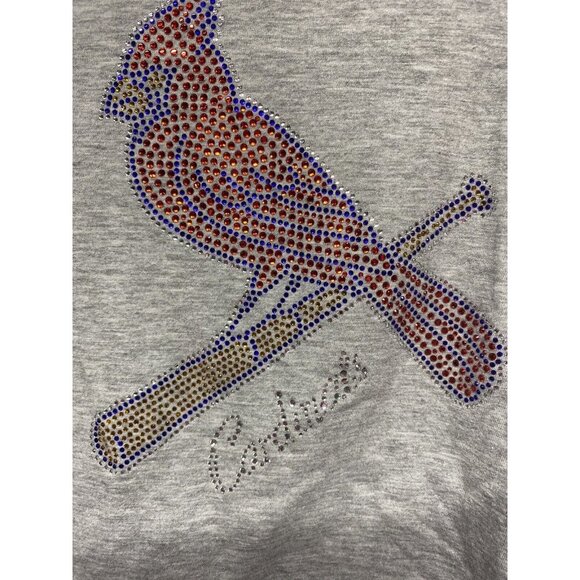 St Louis Cardinals Womens Raglan Shirt Rhinestone Logo Gray/Red Size Unknown - Picture 3 of 4